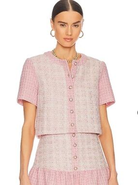 Amanda Uprichard Pink Tweed Jacket with Gold Button